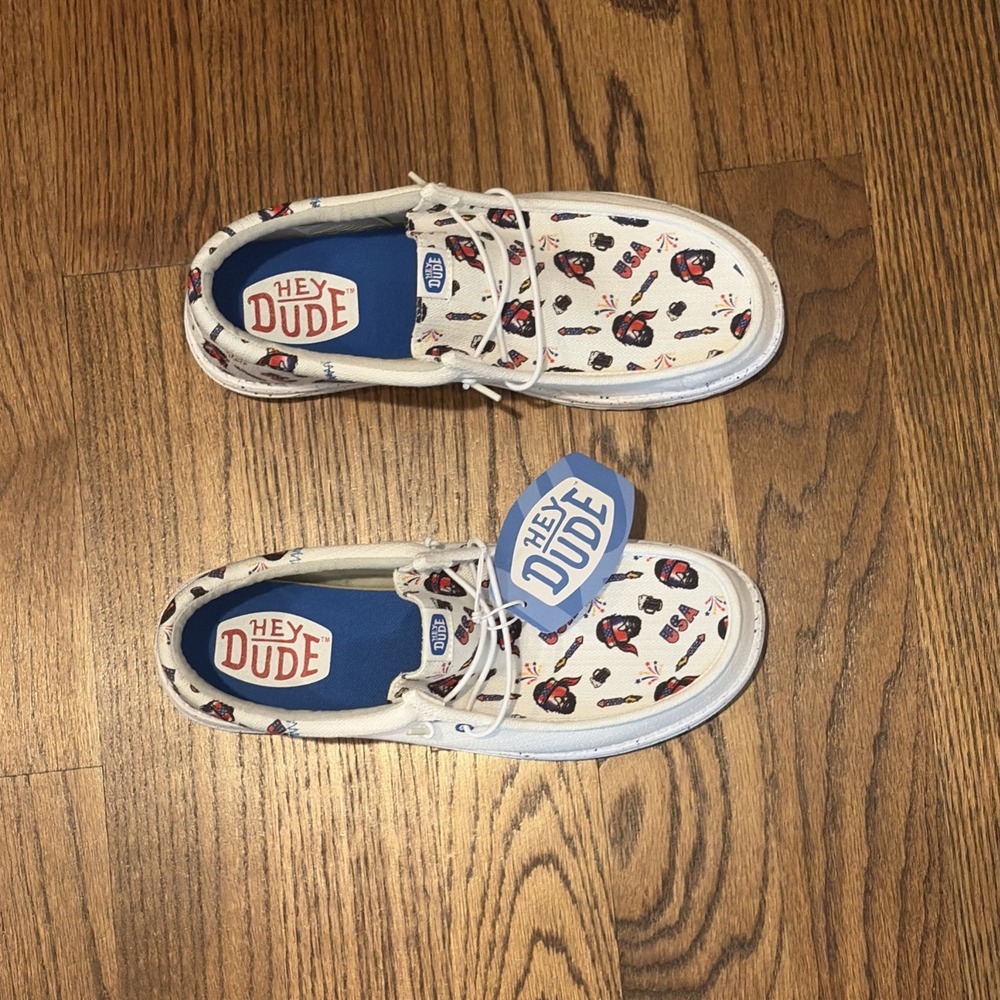 Hey Dude Wally Funk Americana Party Slip On White Comfort Shoes Men's Size 11 - Picture 7 of 8